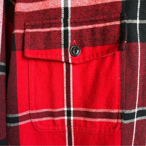 Jones New York Red, Black & White Plaid Zip-Up Long-sleeve Shirt Jacket Shacket - Picture 5 of 13